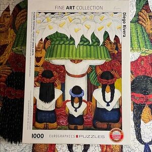 🧩1000 piece Eurographics Diego Rivera Fine Art “Flower Festival”. Complete.